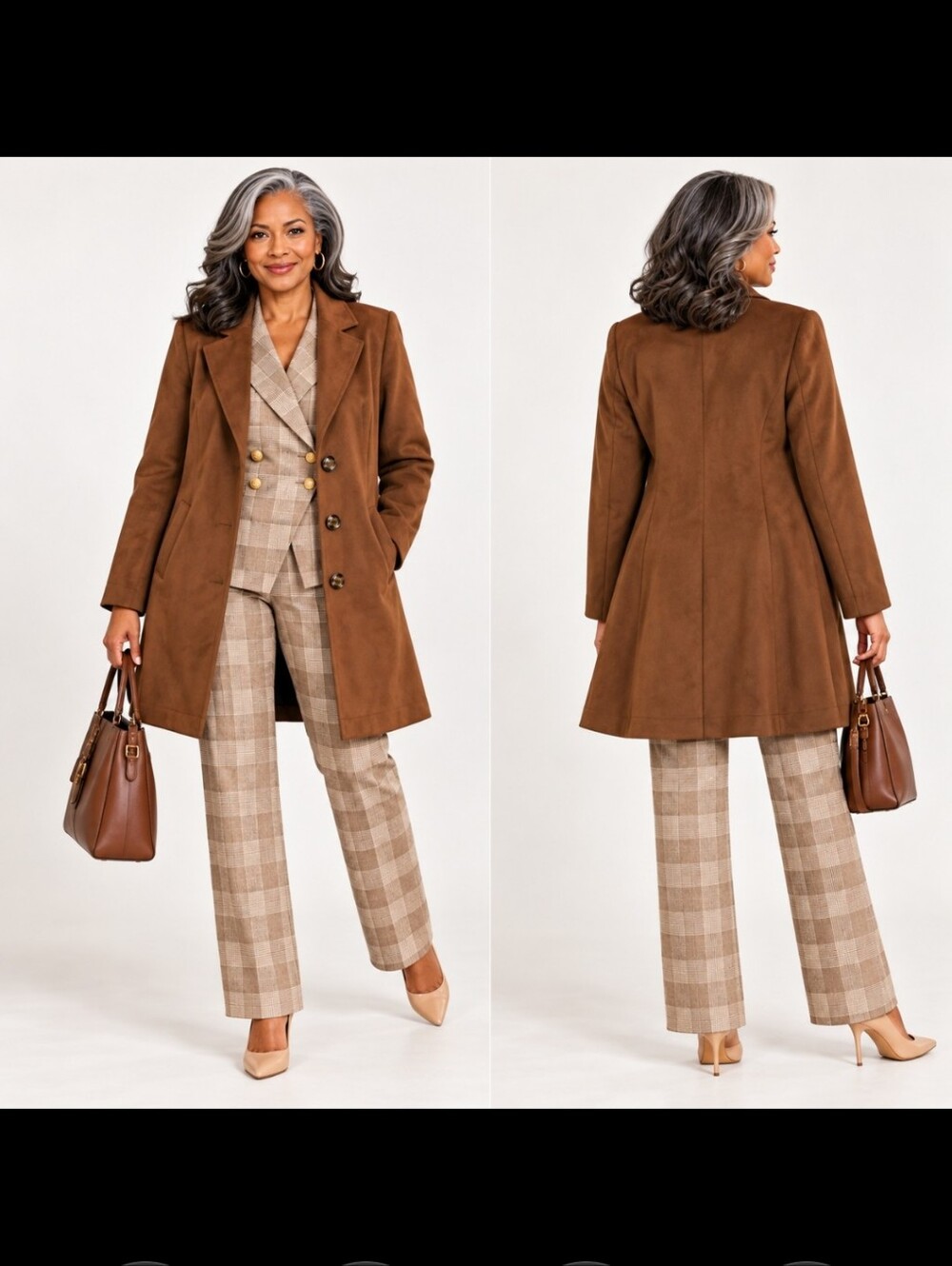 J.Jill Wearever Hickory Bark Brown Faux Suede Light Weight Duster Coat Sz M